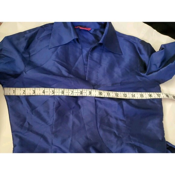 Sunny Leigh Blue Blouse Size 4P 100% Silk - Picture 6 of 7